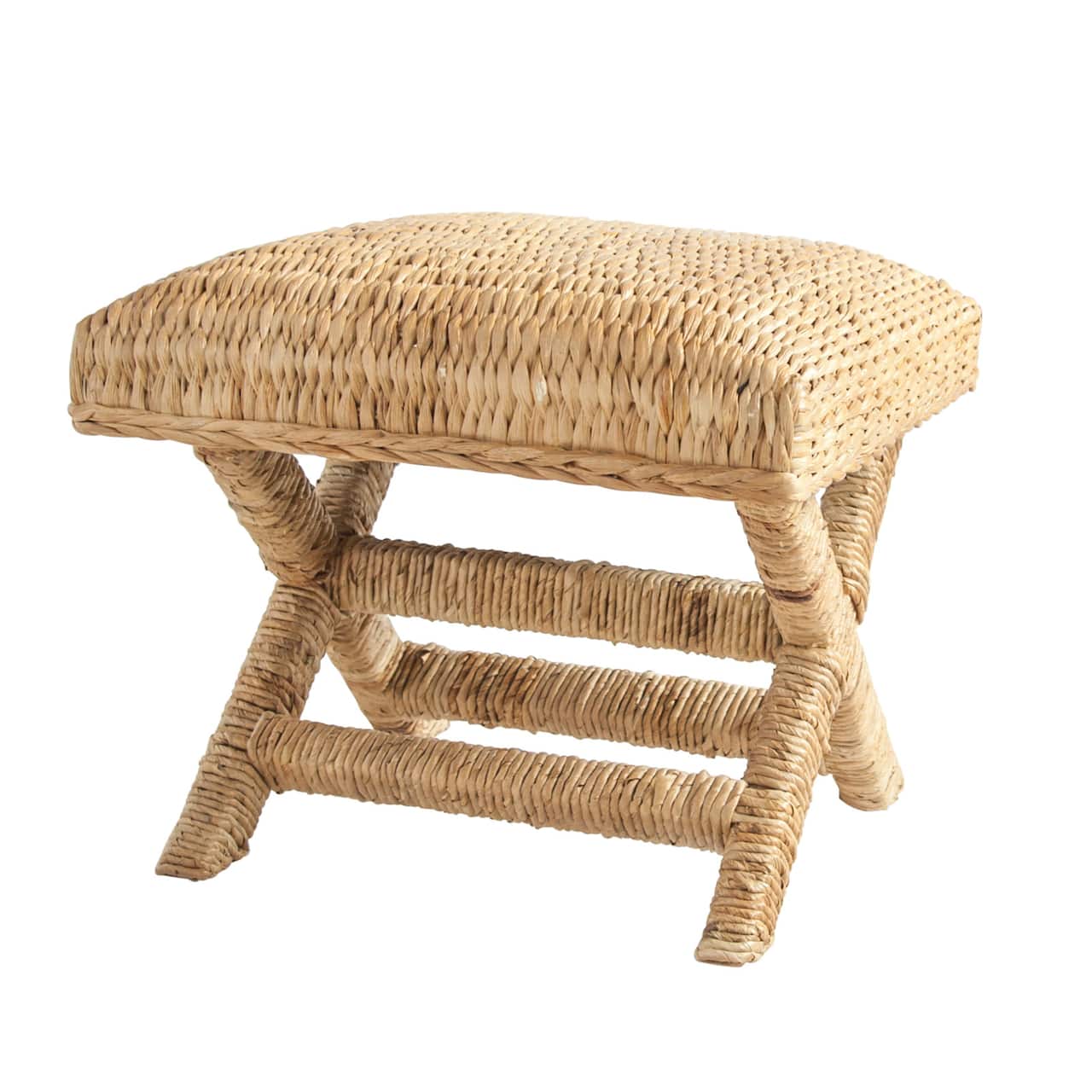 Hello Honey® 18.5" Wood & Water Hyacinth Woven Stool
